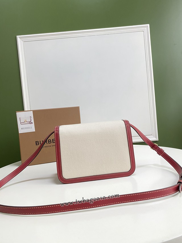 Burberry專門店新款小號TB專屬標識雙色帆布拼皮鎖扣包 巴寶莉經典款女士單肩包 yxb1365